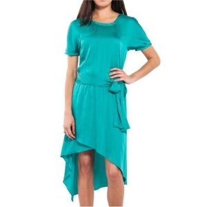 BCBGMaxAzria Green Tiered Tie Front Sundress